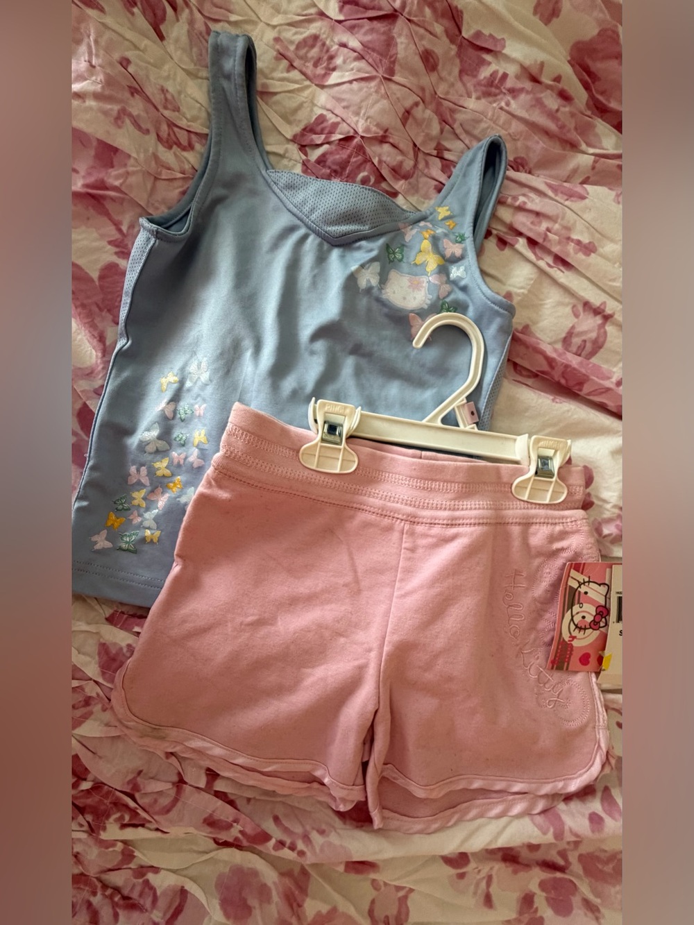 Vintage Hello Kitty Pink Girls' Cotton Shorts with Subtle Embroidery